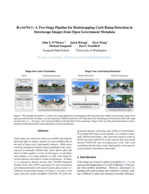 RAMPNET: A Two-Stage Pipeline for Bootstrapping Curb Ramp Detection in Streetscape Images from Open Government Metadata thumbnail
